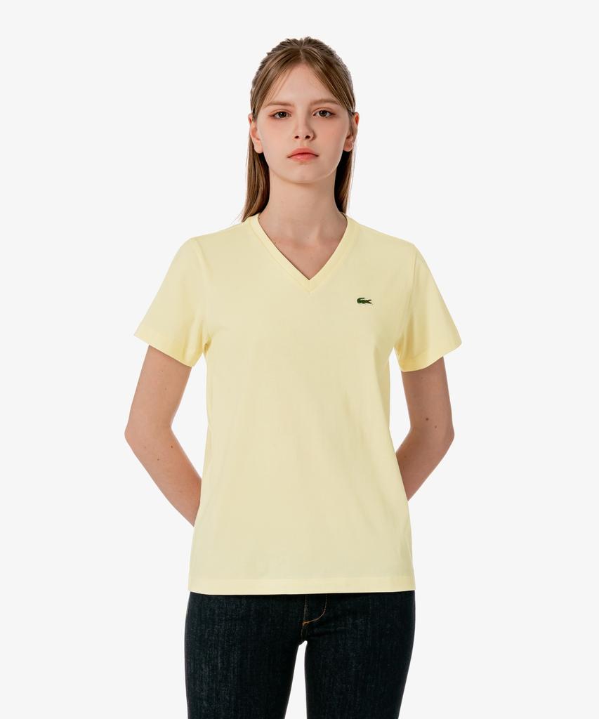 LACOSTE Women'S Basic V-Neck Short Sleeve T-Shirt Tf833E-56G S7G