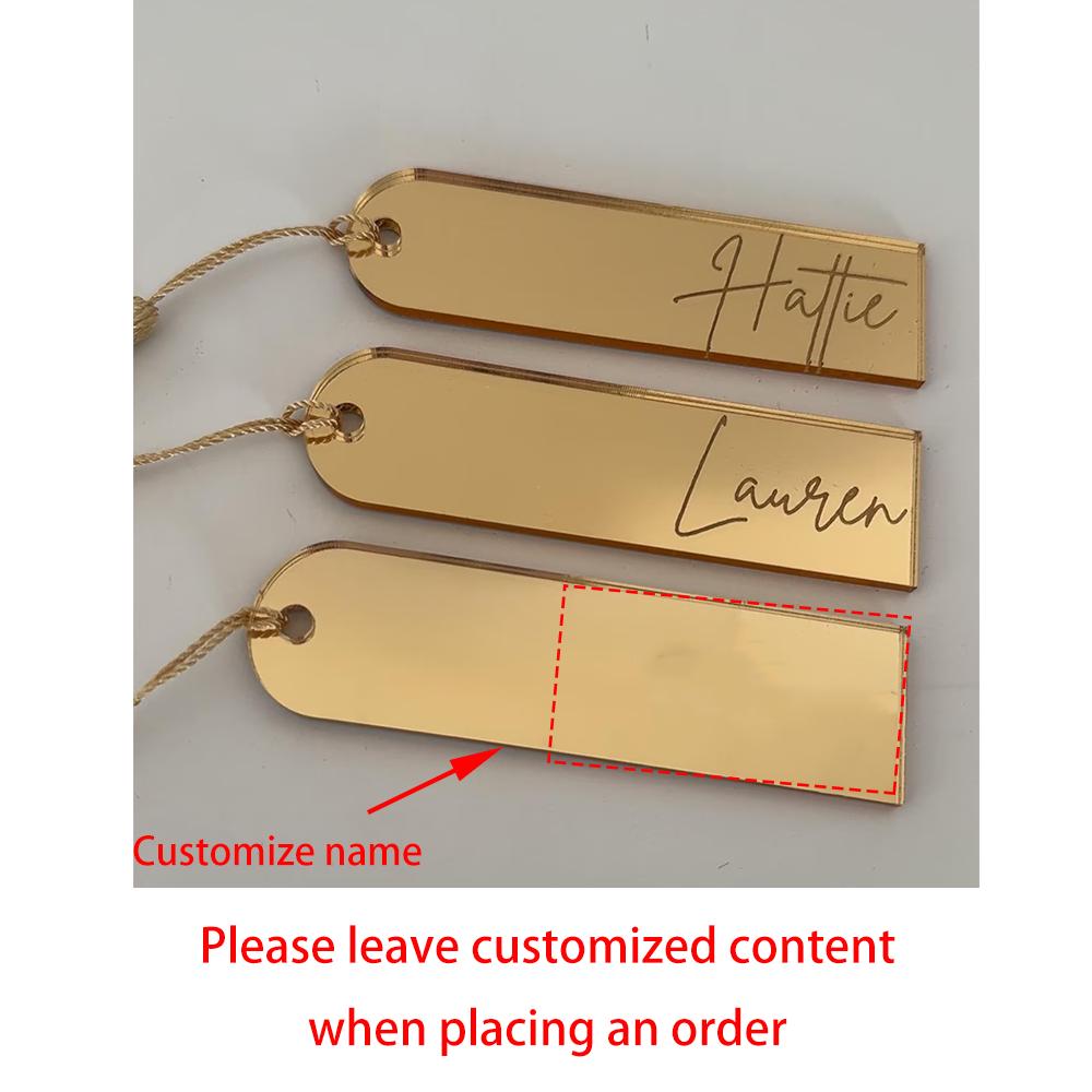 Custom Acrylic Name Place Cards Mirrored Place Card Wedding Bachelorette Party Gold Mirror Place Mats Engraved Tag Bridal Shower