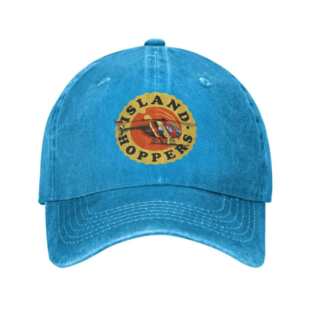 Island Hoppers Magnum Baseball Cap Retro Distressed Denim Washed Helicopter Charter Snapback Cap Outdoor Unstructured Hats