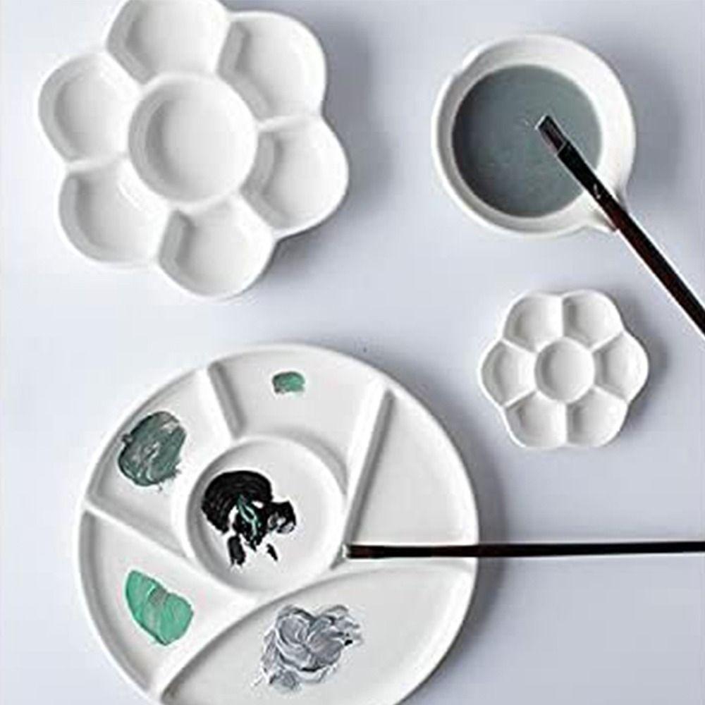 Přenosná keramická paleta na barvy 6/7/8/9 přihrádek Švestkový květový talíř na barvy Míchací podnos na barvy Malování