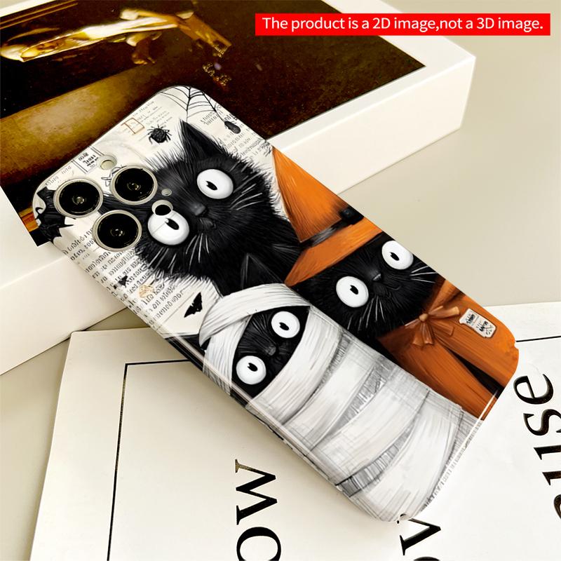 2DFlat Cute Halloween Cats Phone Case All inclusive film hard iPhone case, compatible with iPhone 18 Pro Max 17 16 15 14 13 12 11