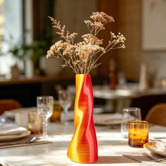 Modern 3D Printed Vase, Decorative Spiral Vase, Irregular Shape Flower Vase for Living Room, Shelf, Wedding & Dining Table Centerpiece
