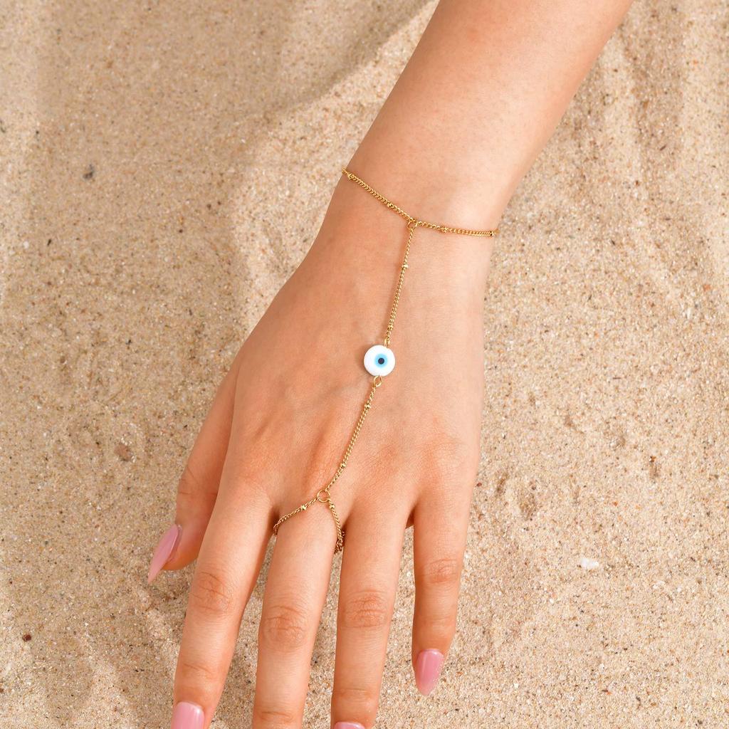 Fashion Accessories Wind Niche Stainless Steel Bead Chain Devil'S Eye Finger Tassel Br-2614