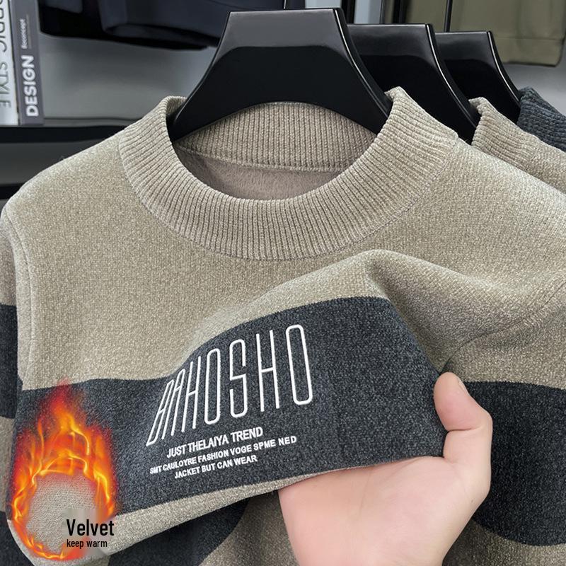 

Men s Plus Velvet Chenille Knit Sweater - Half-High Collar, Thick, Warm Winter Top XXL for 150-165 jin зелений