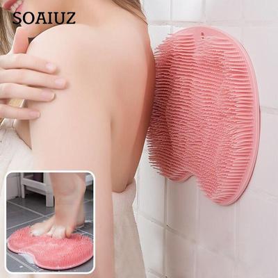 Reusable Shower Back Scraper Cleaning Brush Shower Bathroom Non-slip Wash Foot with Sucker Bath Massage Foot Exfoliating Brush Pad