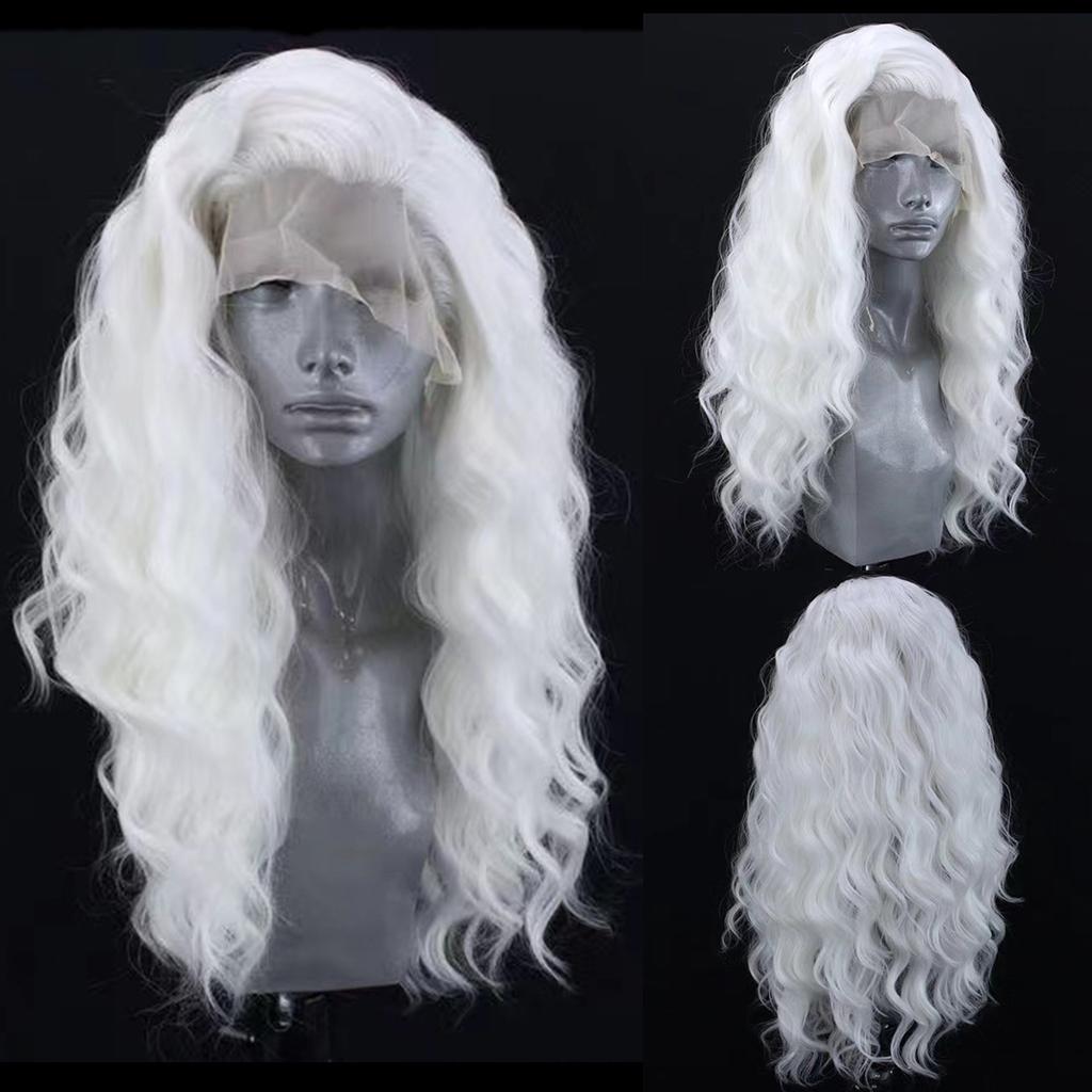 AIMEYA Pink Lace Front Wig Long Body Wave Synthetic Hair 13x4 Glueless Natural Hairline Frontal Lace Cosplay Daily Use Wig
