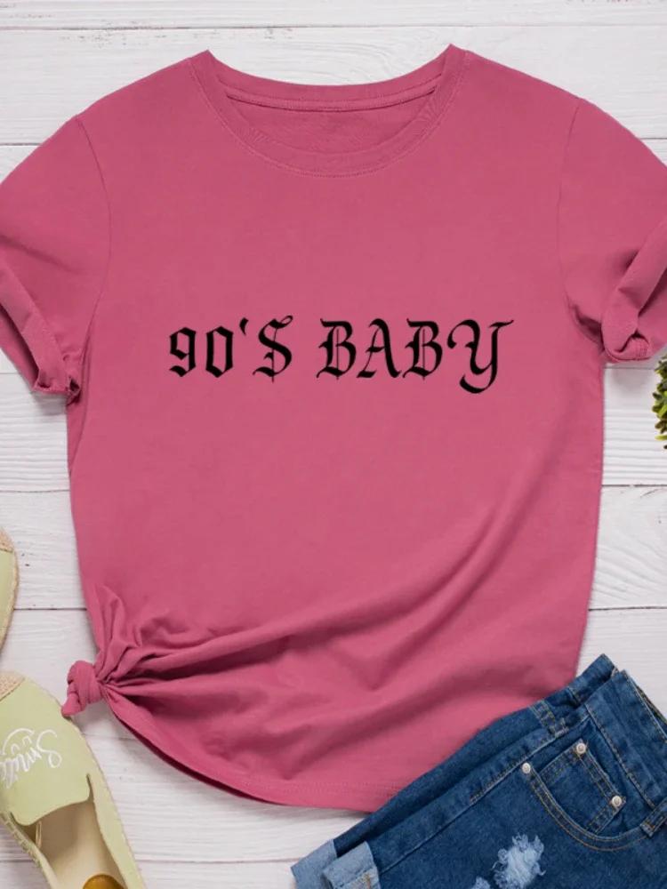90's Baby Letter Print Women T Shirt Short Sleeve O Neck Loose Women Tshirt Ladies Tee Shirt Tops Clothes Camisetas Mujer