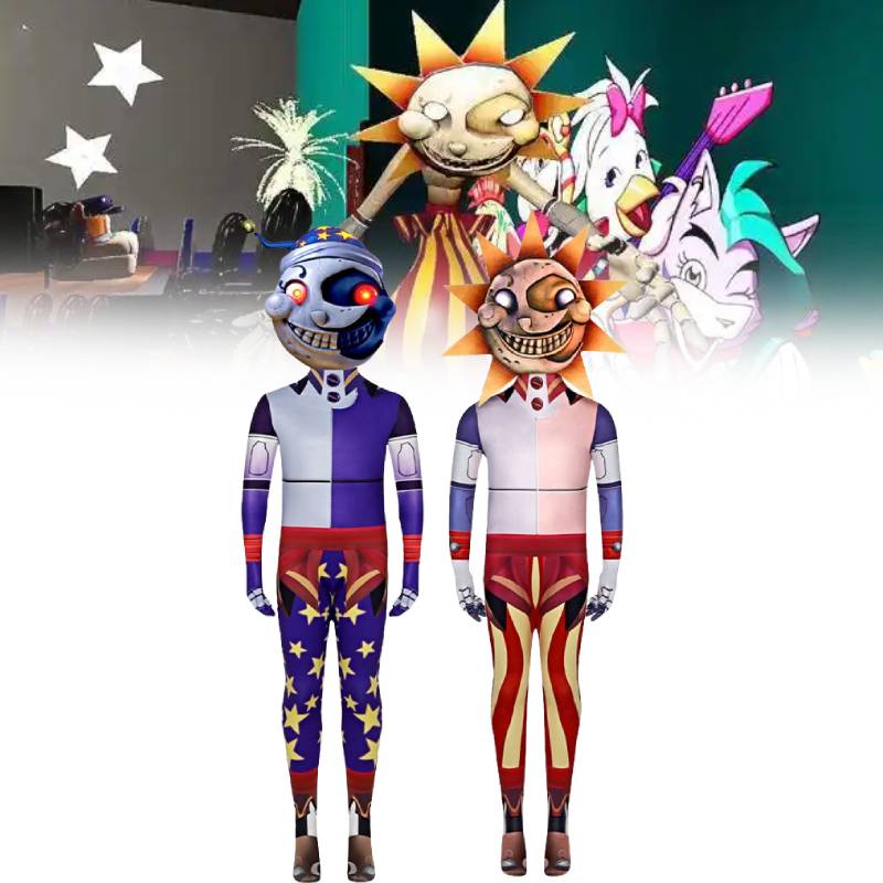 At Nights Five Freddys Security Breach Sun Moon Cosplay Jumpsuits Gift Costume