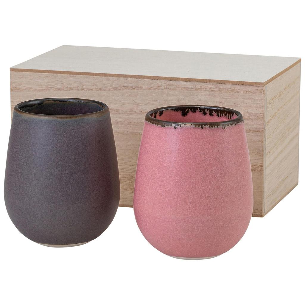 Nishikai Pottery Hasami Ware Wine Cup Pair Black x Pink Cup Tumbler Diameter x Height 10cm Made in Japan 25644 "Melon" approx. 8.5