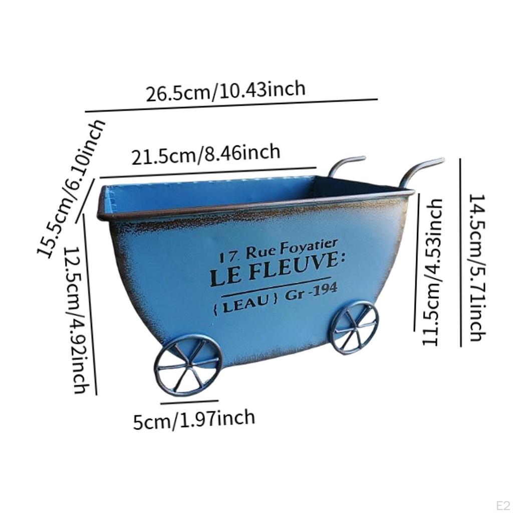 Compact Flower Cart Plant Stand, Metal Wheelbarrow for Displaying Pots