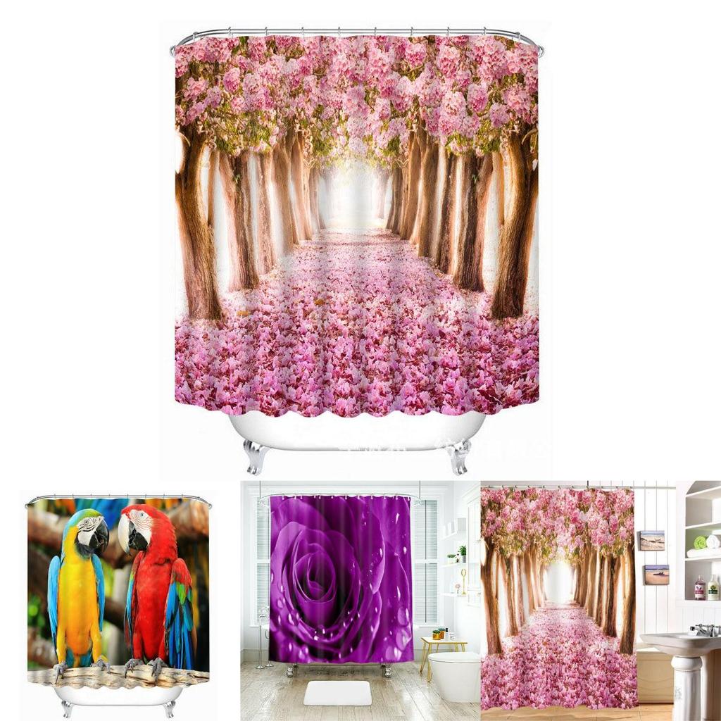 Vibrant 3d Pattern Shower Curtain With Waterproof Polyester Fabric For Elegant Bathrooms