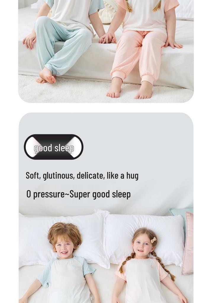 Bamboo Fiber Summer Pajama Set for Kids - Breathable, Soft, Short Sleeve & Long Pants