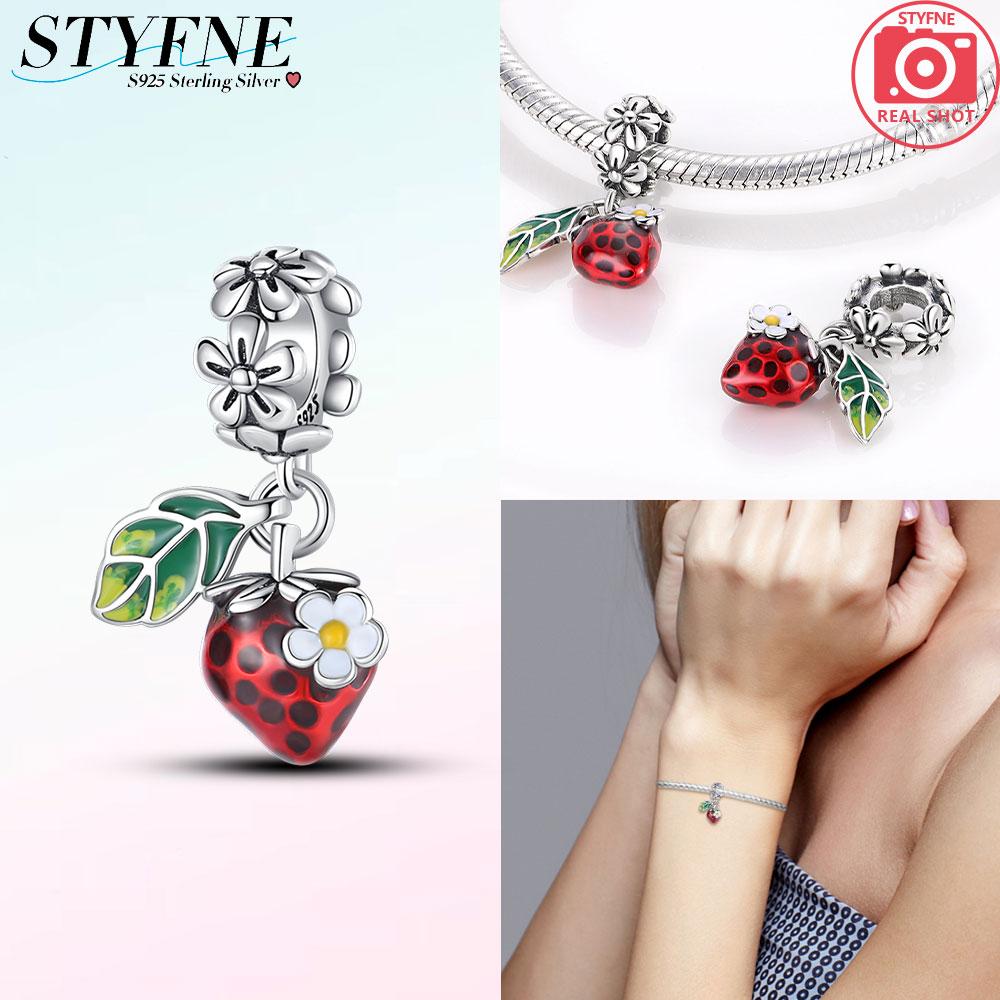 Cherry Fruit Series Charms New Copper Color Strawberry Beads Fit 3Mm Original Bracelets Diy Birthday Jewelry Gifts