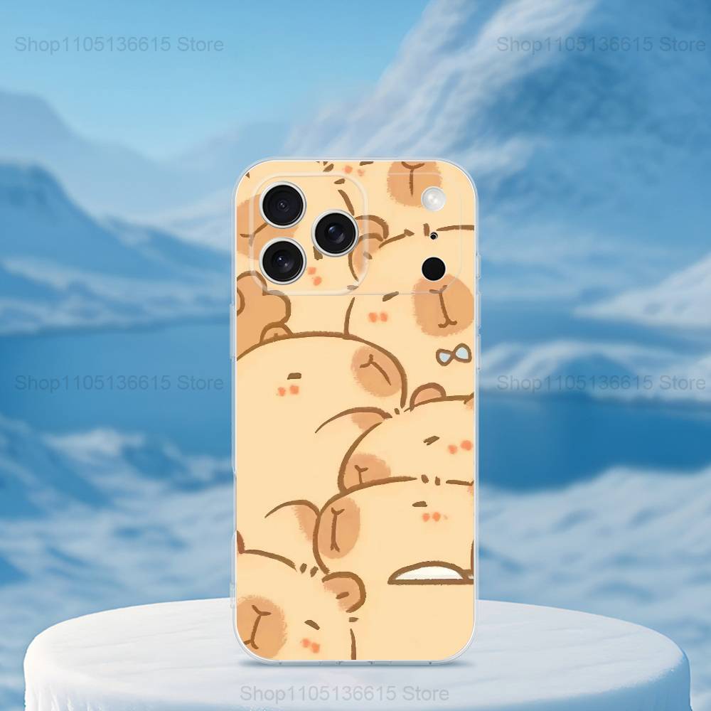 Cute Capybara Cartoon Phone For iPhone 14,13,12,11,17,16,15,Pro,X,XS,XR,SE,Max,Plus,Mini Transparent Soft Cover