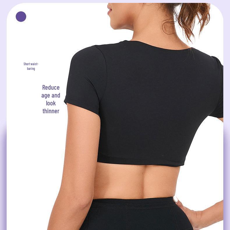 Women's Quick-Dry Short Sleeve Yoga Top - Breathable, Elastic, Tight-Fit, Summer Sport Apparel