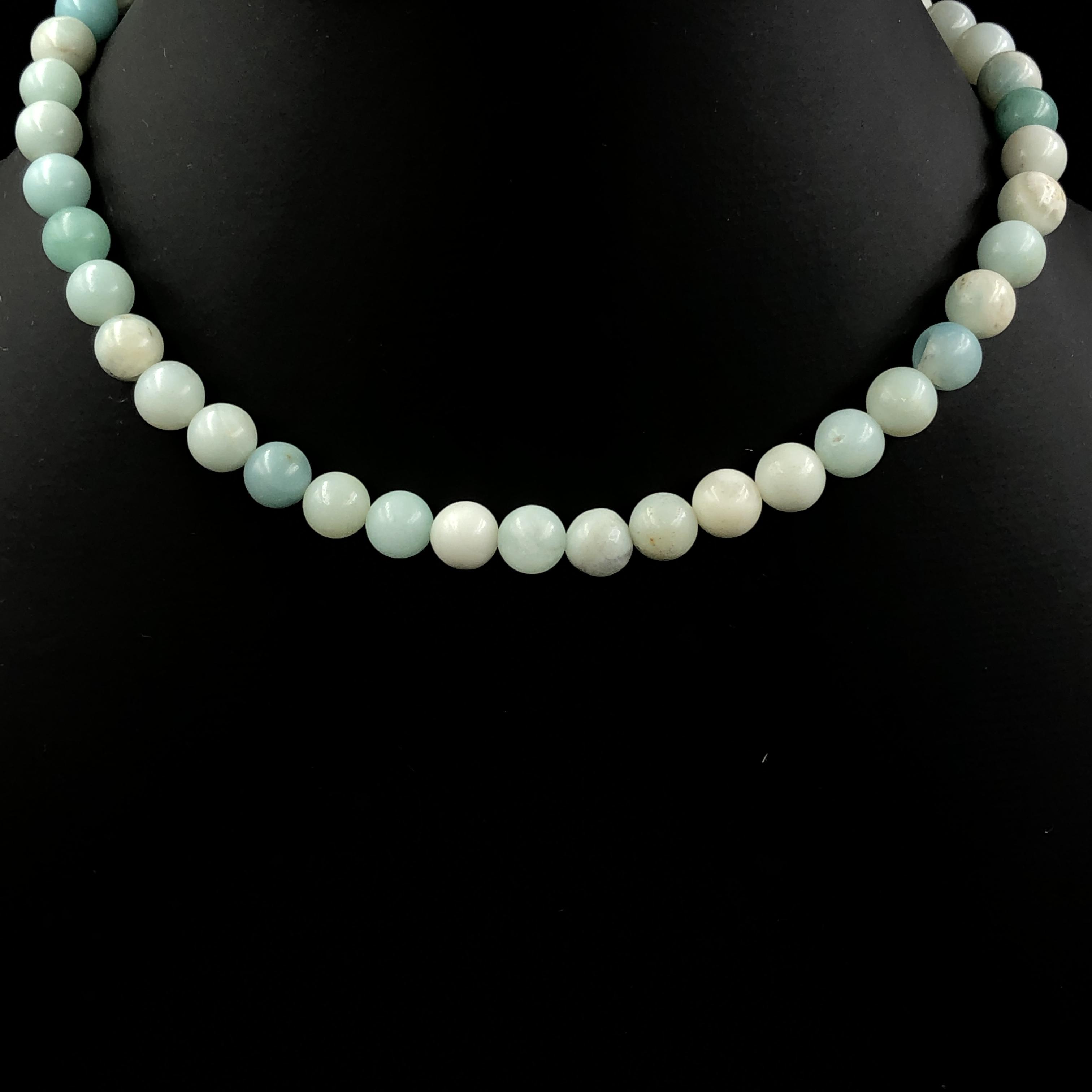 8 мм Натуральный Голубой Амазонит Камень Круглые Бусины Ювелирные Изделия Ручная Работа Дизайнерский Чокер Женское Ожерелье 17-20 В Подарок 8BN-66