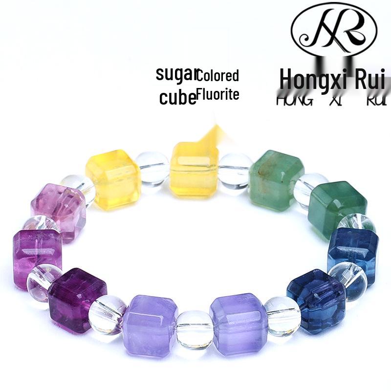 Многоцветный градиентный флюоритовый браслет-кубик сахара Approx 10mm (about 11 beads)