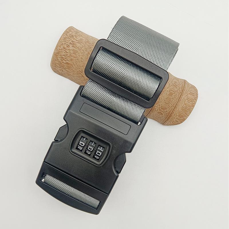 Solid Color Nylon Luggage Strap with Herringbone Pattern, Password Lock, and One-Word Handle
