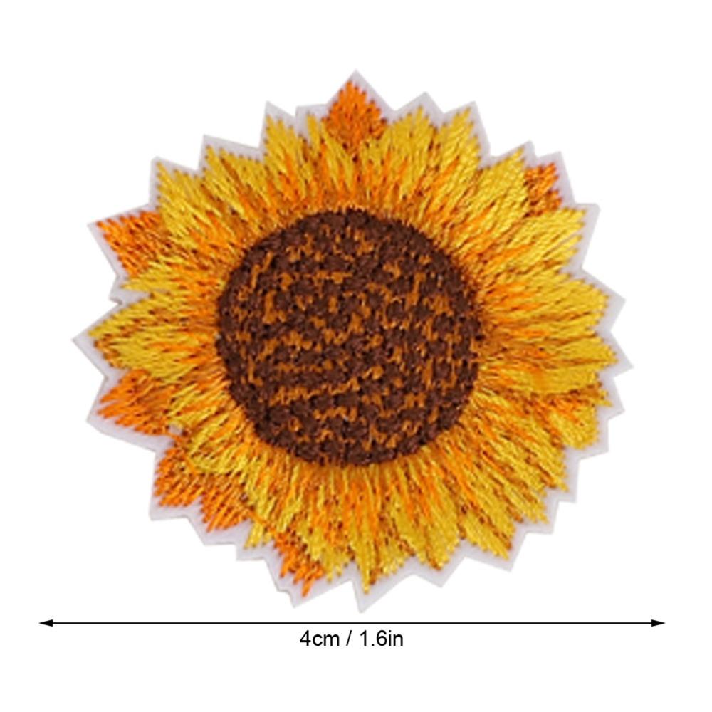 20 Stück DIY Bastel Sonnenblumen Stickerei Aufnäher Stickerei Zubehör Aufnäher zum Aufnähen Kleidung Dekoration