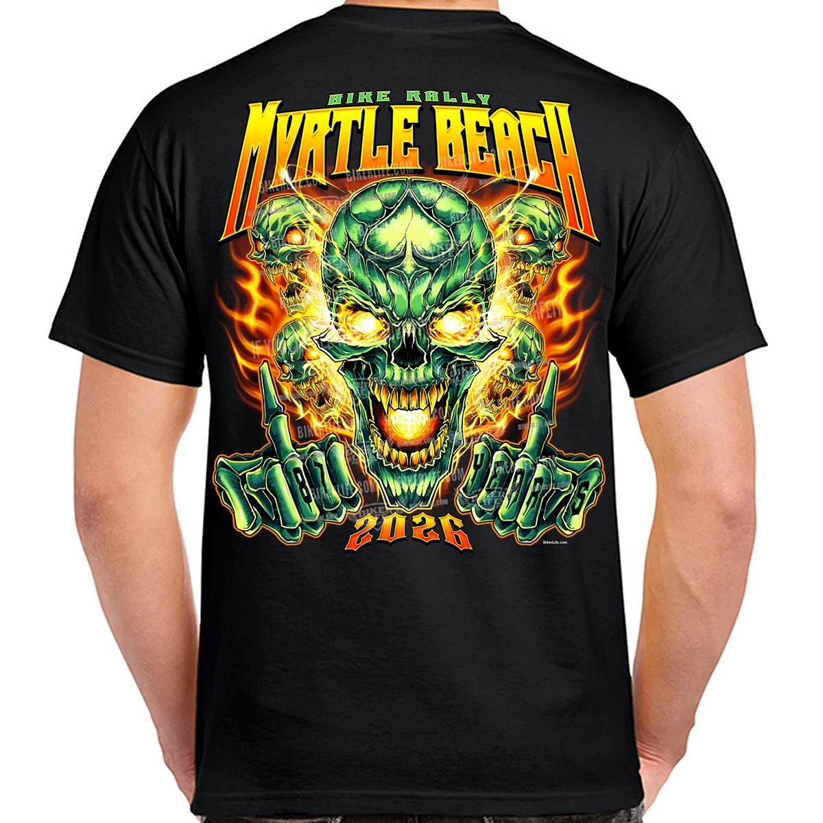 T-Shirt 2026 Myrtle Beach Bike Rally Wild Green Skull No Harley XXL