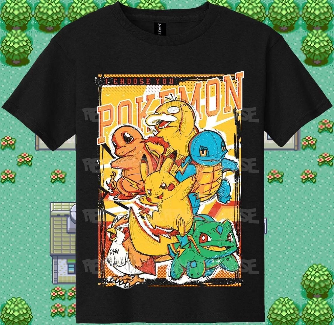 Pokémon Starters I Choose You! Manga Japanese Design Graphic T-Shirt 2XL