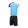 Li Ning Badminton Series Color Block Printed V-Neck Pullover Short Sleeve T-Shirt Mid Waist Shorts Casual Sports Set Unisex Sports Set Blue AATU023-4