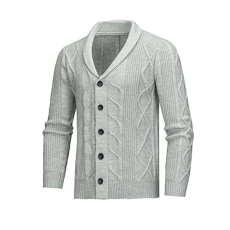 Men S Solid Color Lapel Button Knit Cardigan Winter Warm Casual Sweater M