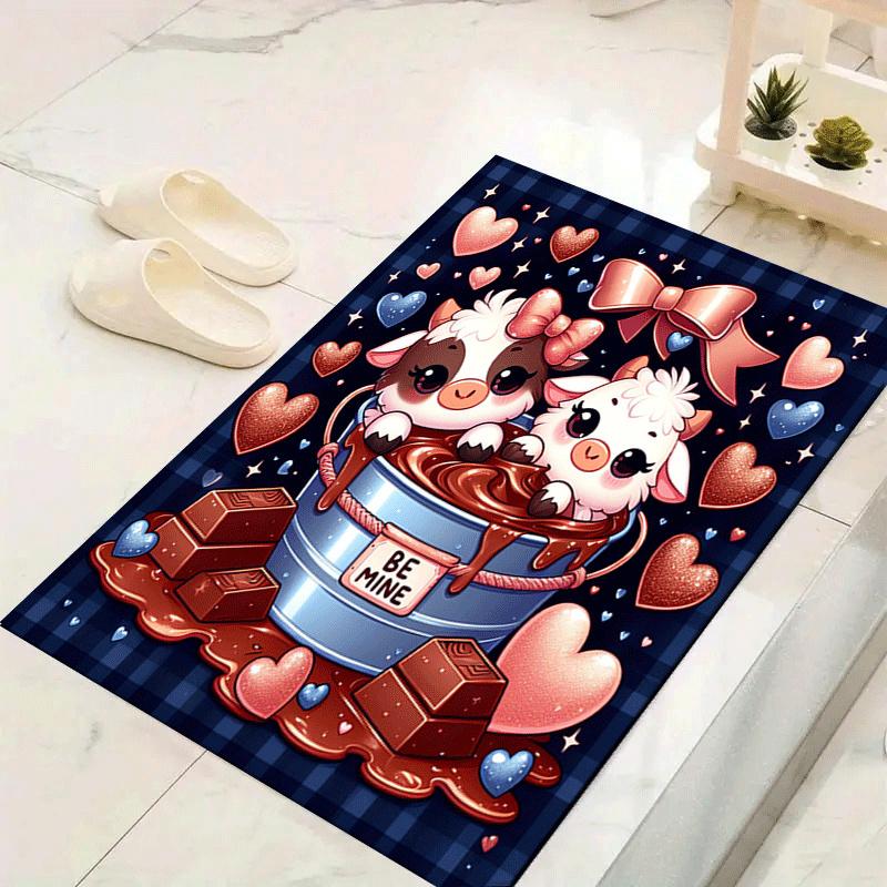 

1pc Chocolate Bull Print, Design Indoor Area Rug - Soft, Anti-Slip, and Durable Gaming Room Decor for Bedroom 60cm by 90cm