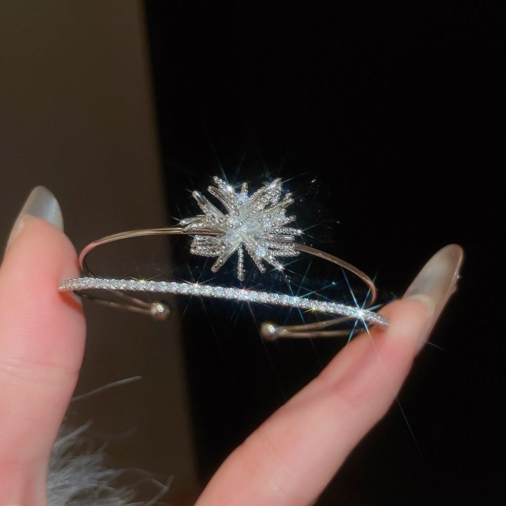 Arm Cuff Flower Cuff Bangles Double Layer Exaggerated Bracelet Flower Wide Open Bangle  Girls Gift