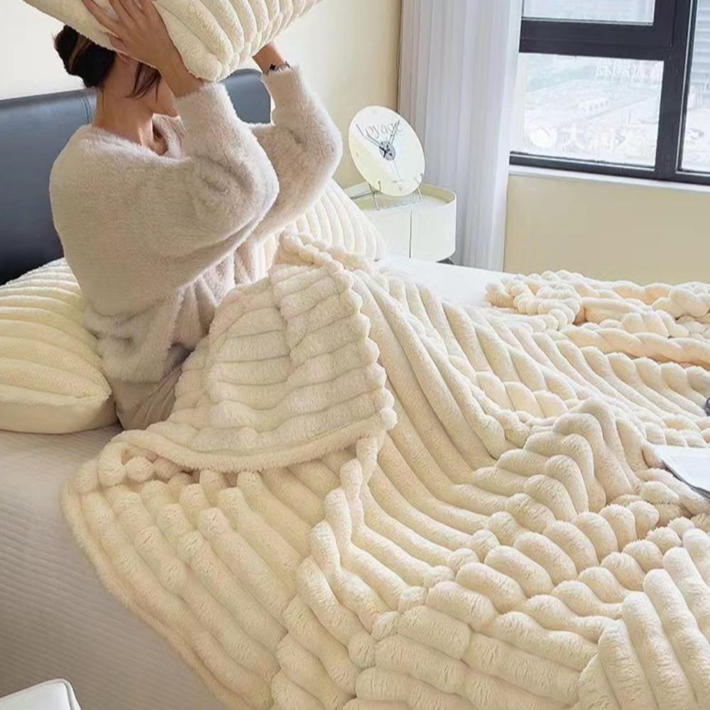 Plush Nap Blanket 200x150cm Bed Sheet Cover Blanket Simple Faux Rabbit Fur Blanket Living Room