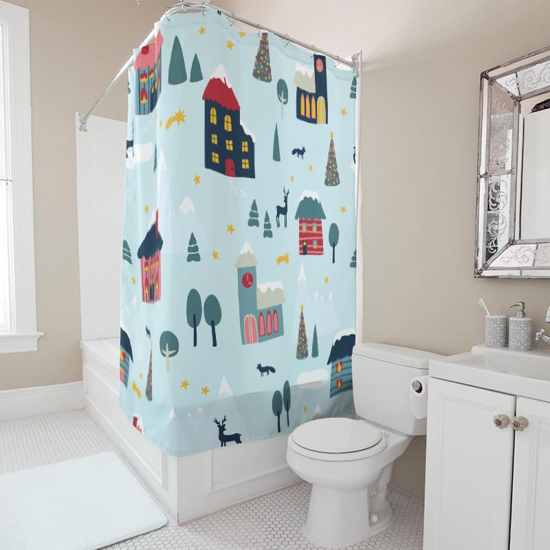 Tu Cute Forest Animals Shower Curtain Woodland Deer Fox Nature Bathroom Decor Set Waterproof Fabric Backdrop