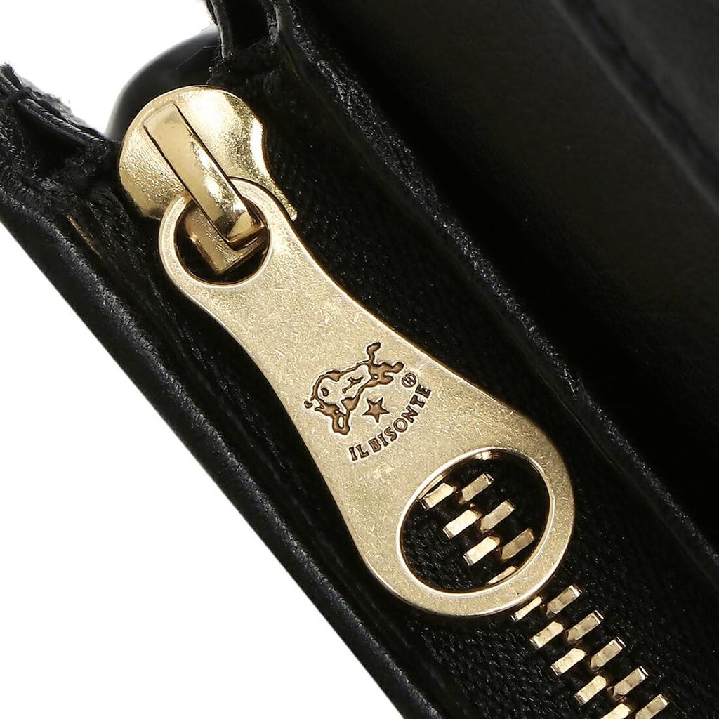 IL BISONTE Compact and SSW014 PV0001 BK238 Bi-fold Wallet, Black, Men's Women's, [Used]