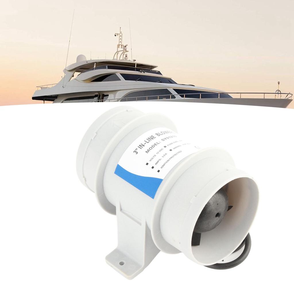 3 Zoll 12 V Stilles Inline-Gebläse Inline-Marine-Bilgenluftgebläse für Yachten Boote Luftzirkulation