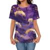 Summer Women's Elegant Personalized Purple Wave 3D Printed Top T-shirt Women's Casual Fashion Short Sleeve Top
