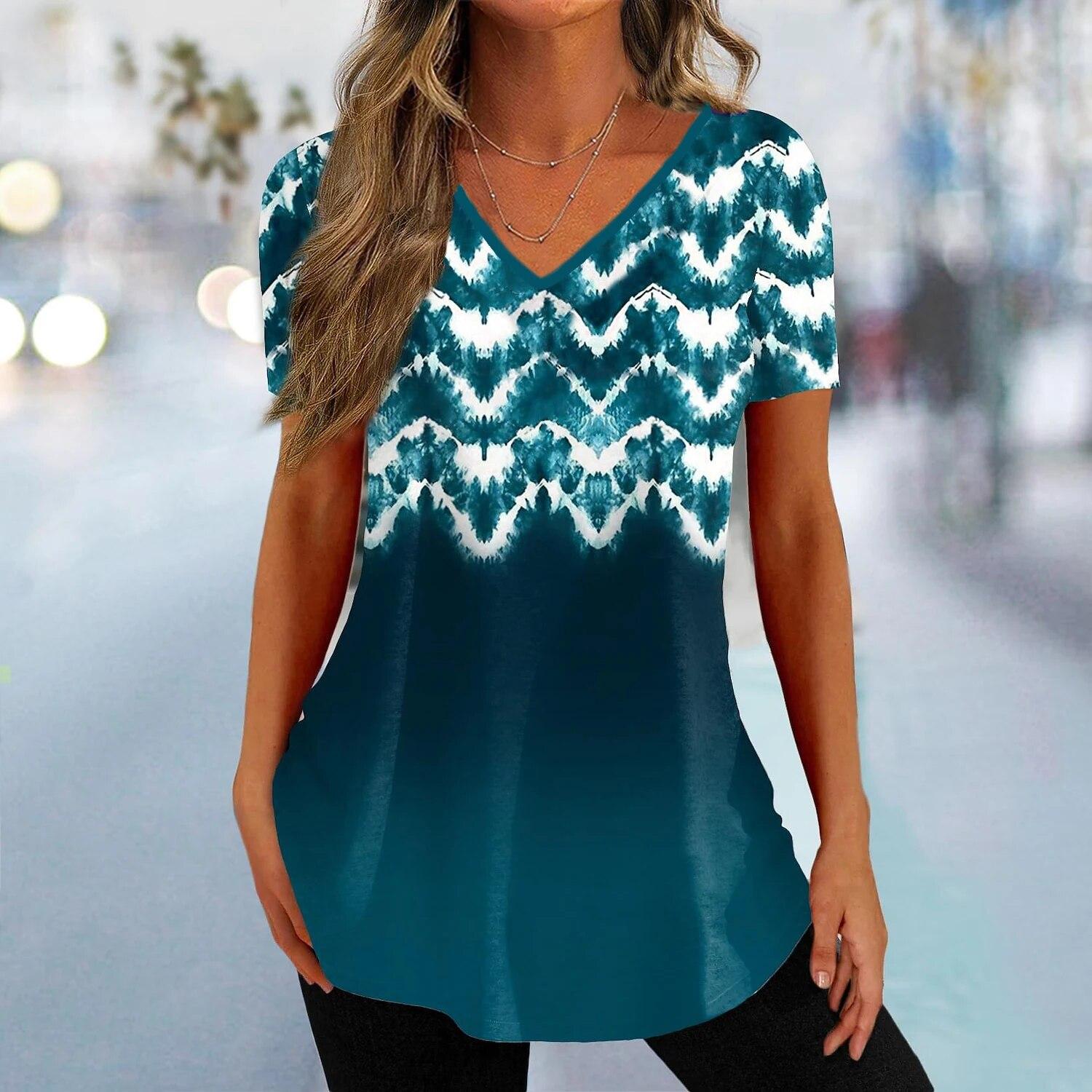 

Летняя женская футболка, простые футболки с пульсирующим принтом для женщин, футболка с v-образным вырезом, модная повседневная женская одежда, топ, уличная одежда, пуловер 6XL