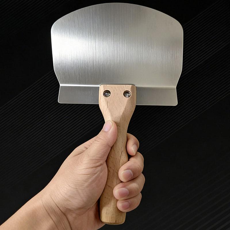 Curved Putty Knife Stainless Steel Heavy Duty Wallpaper Removal Drywall Finishing Plaster Scraper Wooden Handle Hand Tools