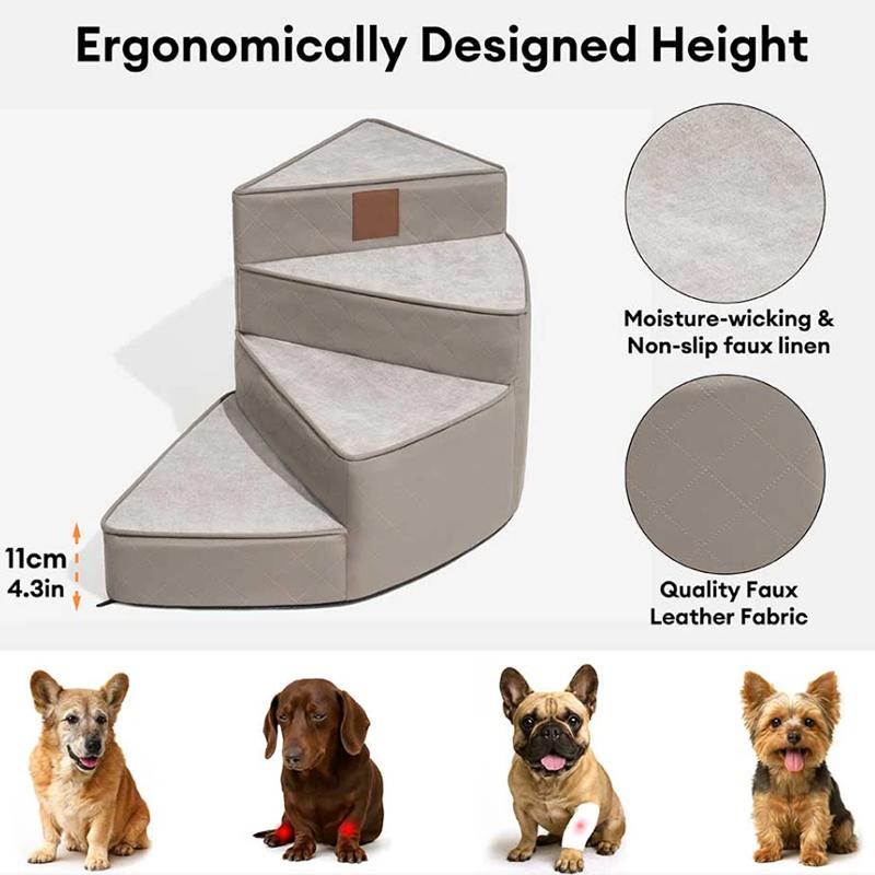 Water-Repellent Faux Leather Pet Stairs 2/3/4 Step Non-Slip Dog/Cat Ramp Ladder Removable Spiral Small Dog Steps Pet Supplies