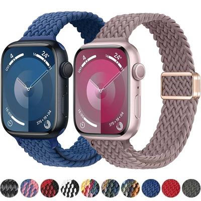 Apple Watch Kordonu 44mm 40mm 45mm 49mm 44 mm için İnce Naylon Kordon manyetik toka Örgülü Bileklik iWatch kordonu seri 9 se 7 3 8 Ultra
