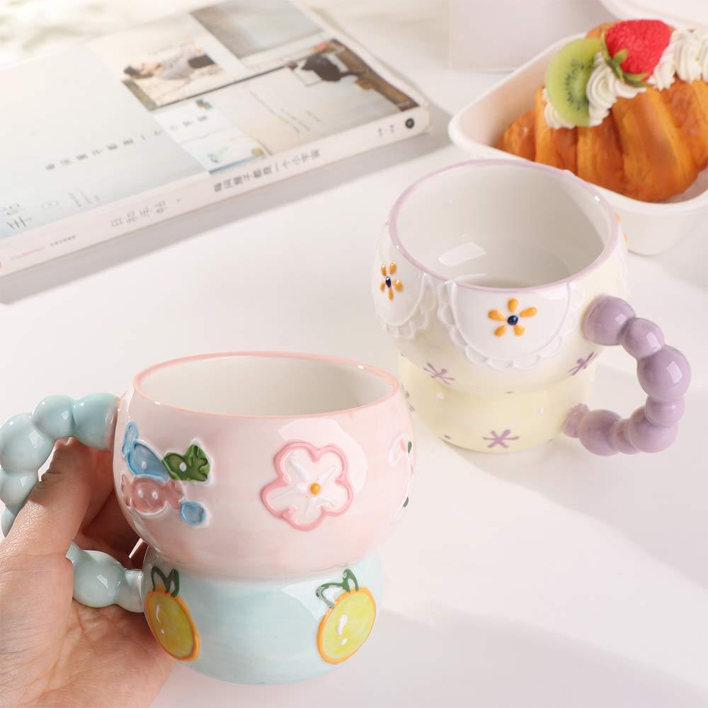 Hand Painted Oat Bowl Mug Gourd Shape Coffee Mug Creative Ceramic Breakfast Cup  Holiday Gift