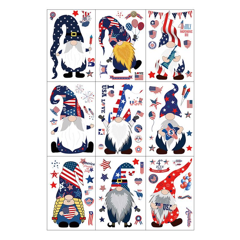 American Independence Day Dwarf Window Glass Door Electrostatic Sticker
