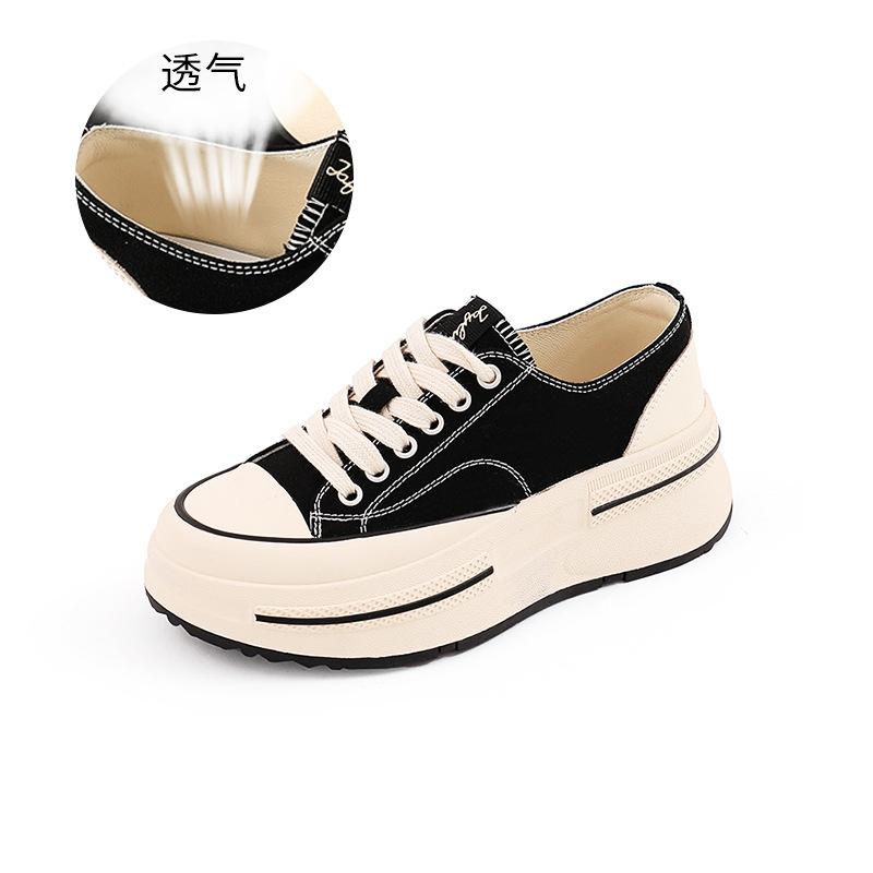 Inner first layer sheepskin canvas shoes 2025 spring new women's shoes heightened platform shoes women's casual versatile white shoes
