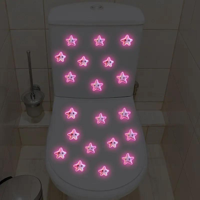 Selbstklebender Lotus Leuchtet-im-Dunkeln Toilettenaufkleber Badezimmer Toilettendeckel Dekoration Ambiente Dekorativer Aufkleber Wanddekor Abziehbild