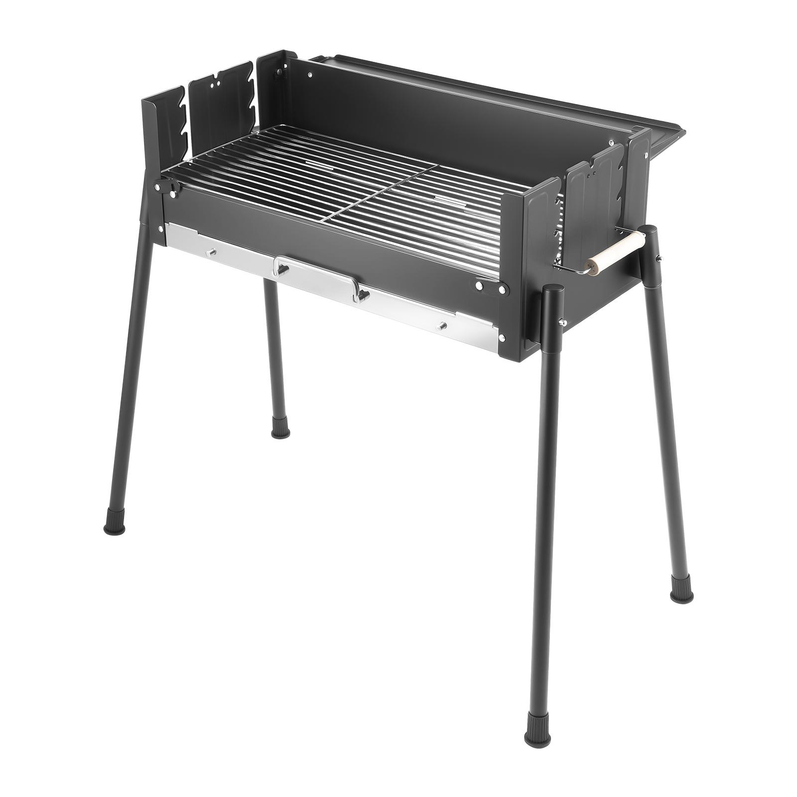 

Portable Folding Charcoal BBQ Grill, Large 25.79 Stainless Steel Outdoor Barbecue Grill with Adjustable Height, for Garden Camp чёрный