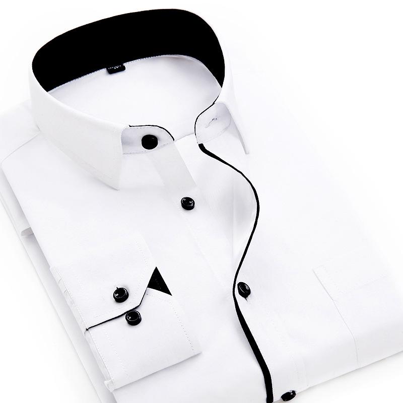 Spring and Autumn Fashion Shirts Men's Business Self-cultivation Professional Tooling Tops Youth Trend Solid Color Long-sleeved Shirts