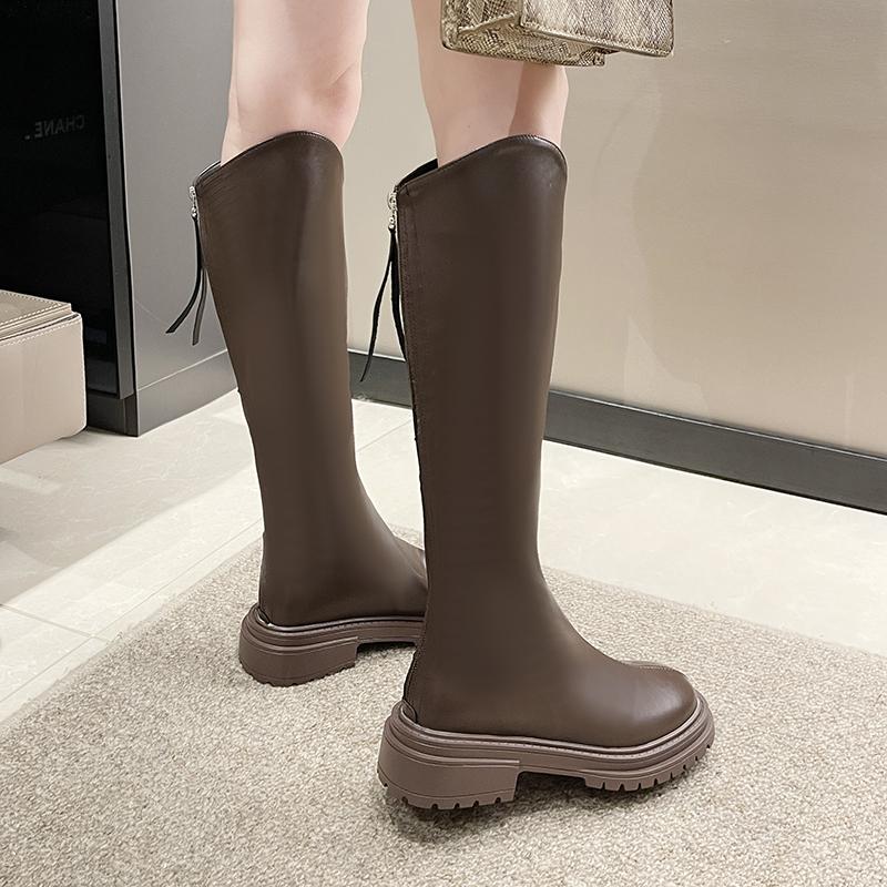 Knee-High Boots for Women Autumn Winter New Height Increasing Knight Boots Thick Heel Retro Botas Mujer Versatile Women's Shoes