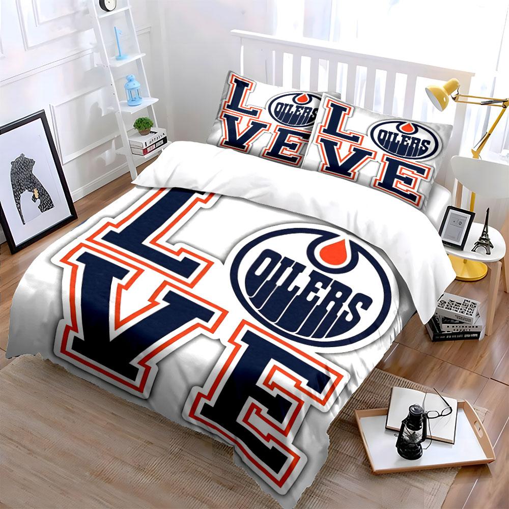 "LOVE Design with Oilers Logo" Print Bedding Set Duvet Cover Pillowcases (1* Duvet Cover 2* Pillowcases Do Not Include Comforter)