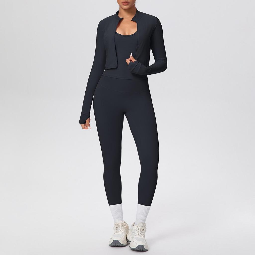 Women's Quick-Dry High-Waisted Sportswear 3-Piece Set: Breathable Yoga, Pilates, Running Fitness Outfit