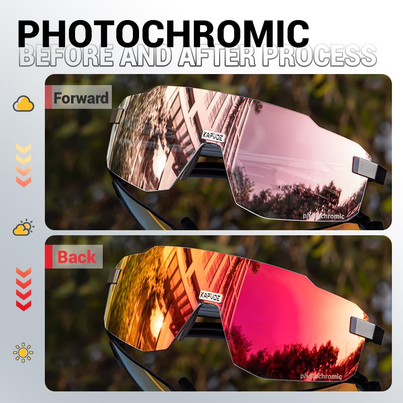 Kapvoe Fashion Ultralight Photochromic Cycling Glasses Men Road Bike Sunglasses MTB Women Windproof UV400 Bicycle Running Glasse 7