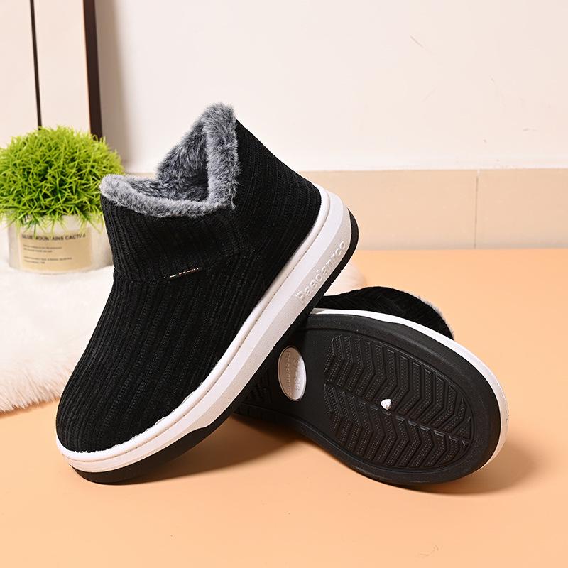 Autumn/Winter Warm Velvet-Lined Snow Boots for Women - Short, Thick-Soled Cotton Footwear for Home