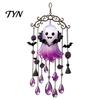 Halloween Party Supplies Ghost Wind Chime Decoration, Vintage Sun Catcher with Faux Crystal Alloy Chain Drops Tassels, Acrylic Hanging Ornament